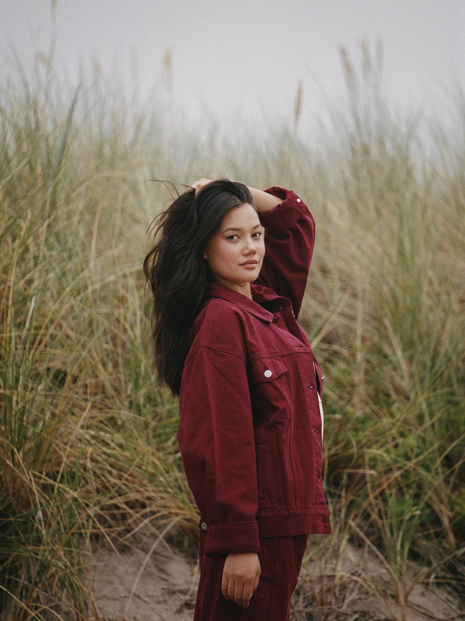 SET X PARKE OVERSIZED DENIM JACKET - RHUBARB - Image 2