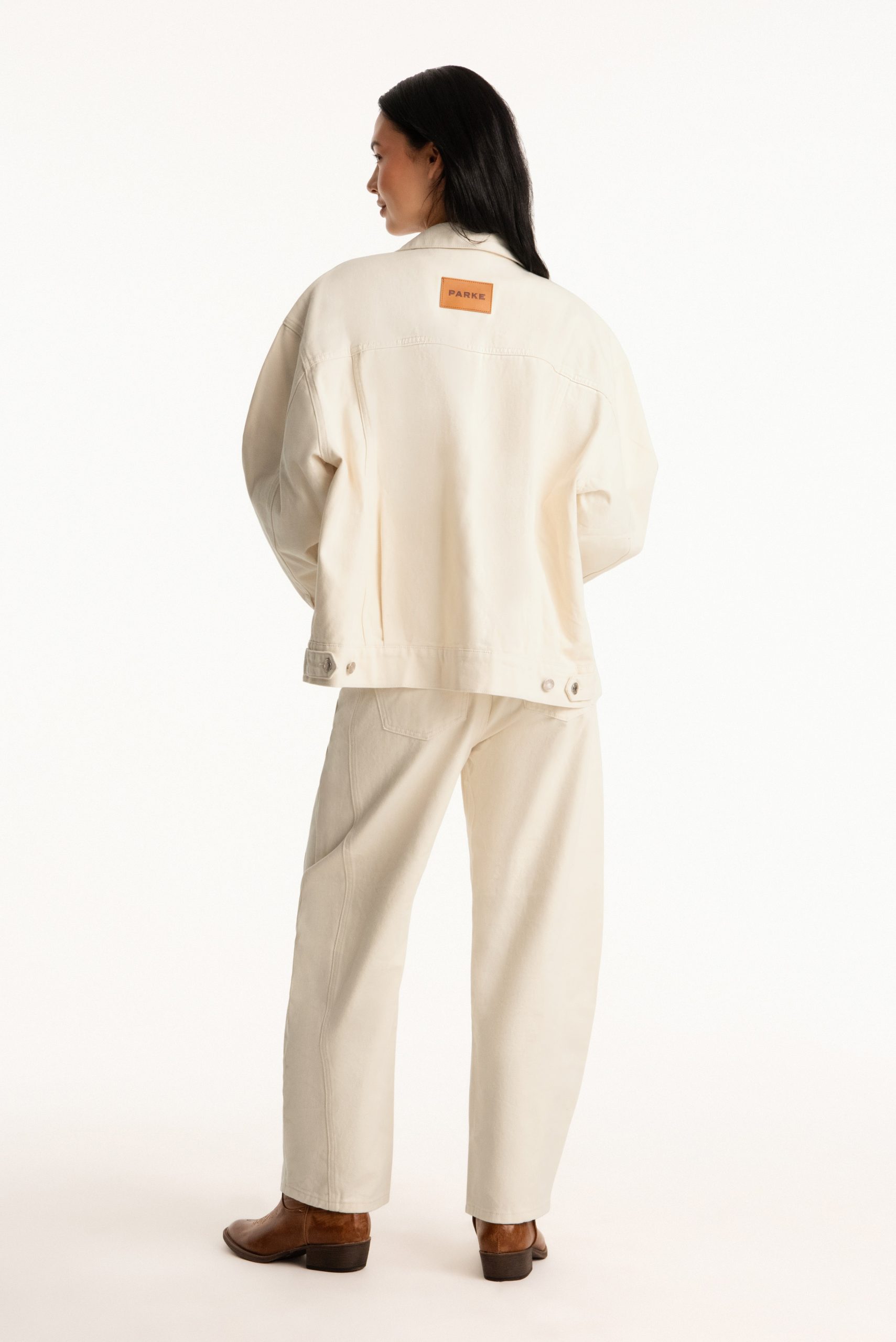 SET X PARKE OVERSIZED DENIM JACKET - CREAM - Image 5
