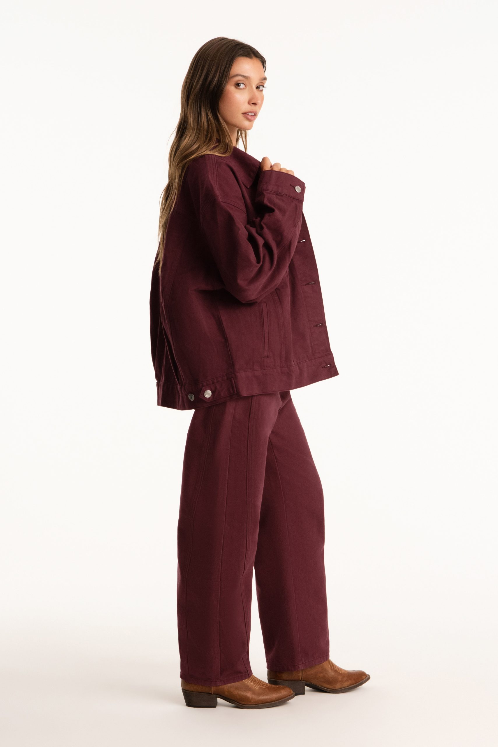 SET X PARKE OVERSIZED DENIM JACKET - RHUBARB - Image 5