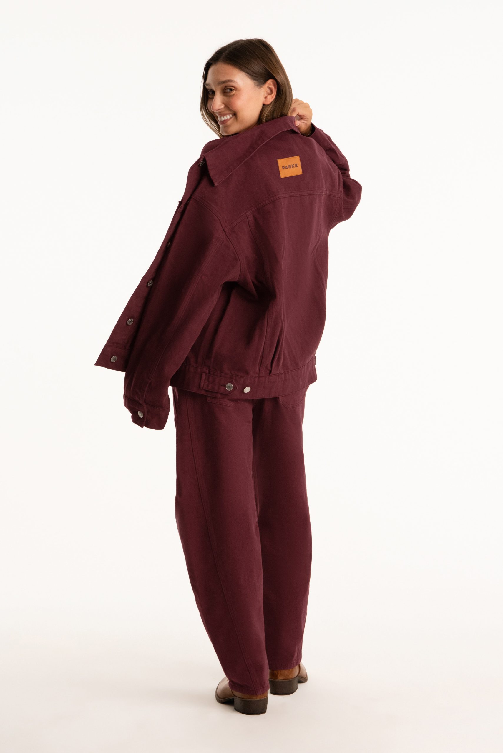SET X PARKE OVERSIZED DENIM JACKET - RHUBARB - Image 4