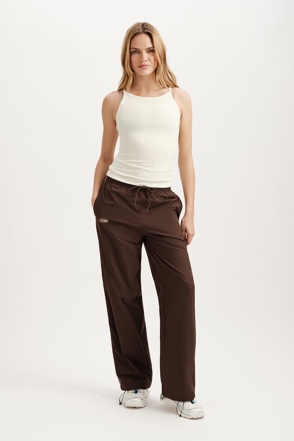 NYLON TRACK DRAWSTRING STRAIGHT LEG PANTS - ZION - Image 3