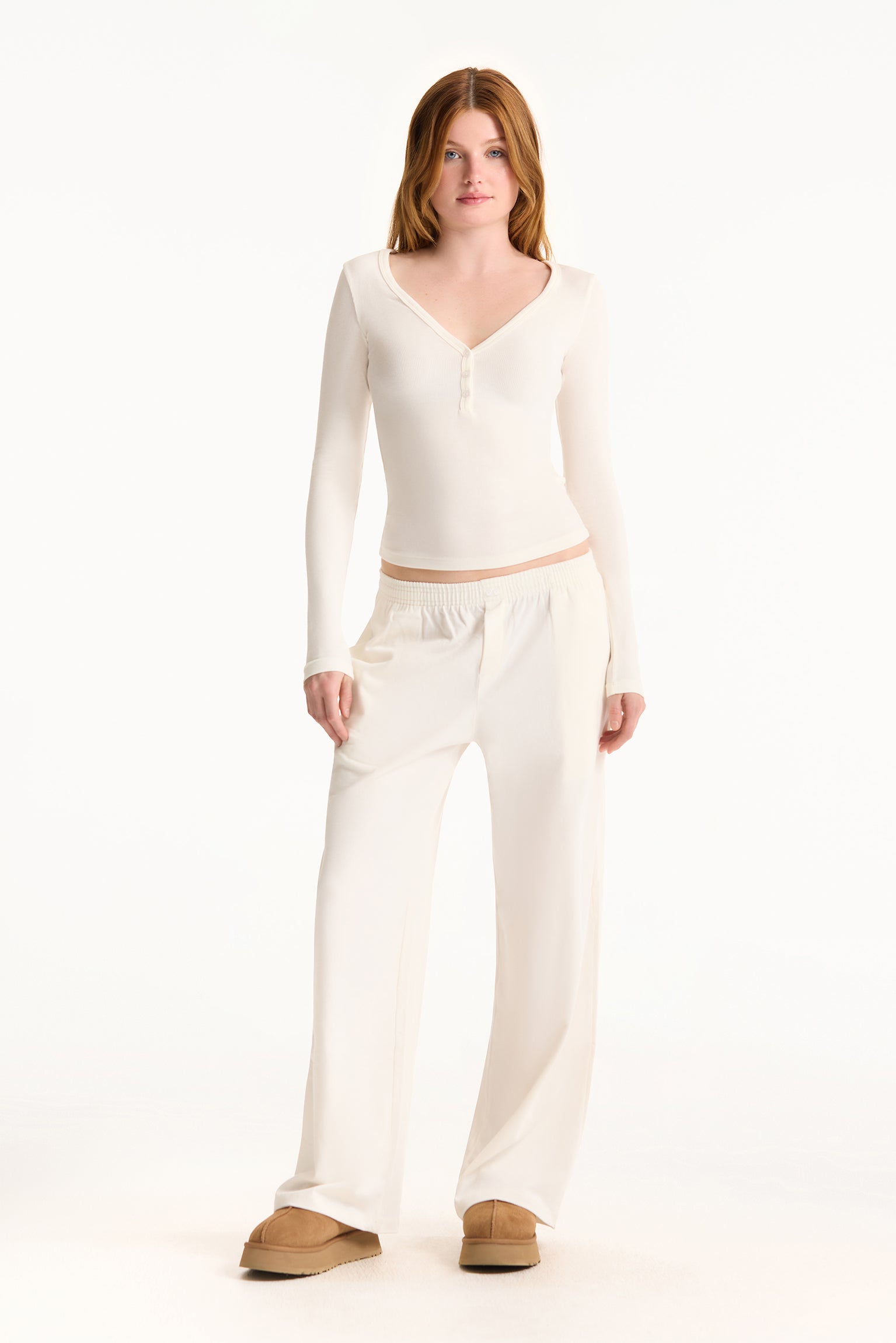RIBBED MODAL BODY HENLEY - BLANC - Image 2
