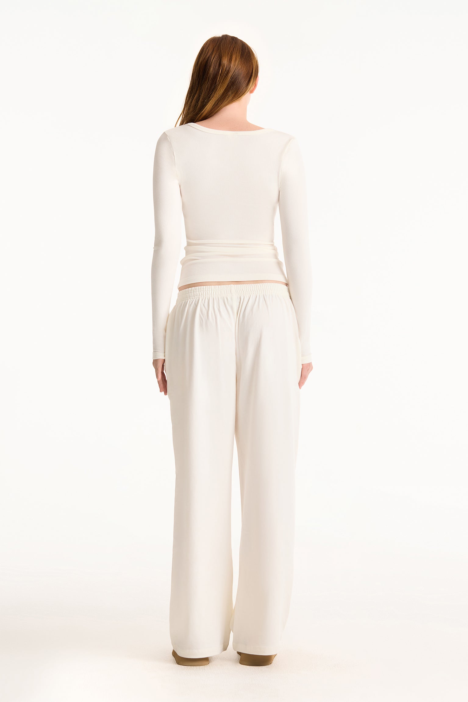 RIBBED MODAL BODY HENLEY - BLANC - Image 3